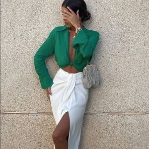 VIRAL SOLD OUT ZARA GREEN KNOT TOP REF 4437241